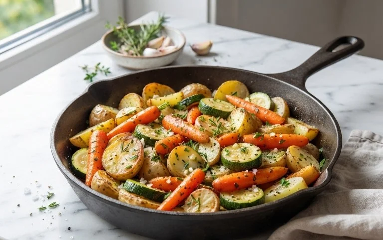 Garlic Herb Roasted Potatoes Carrots and Zucchini