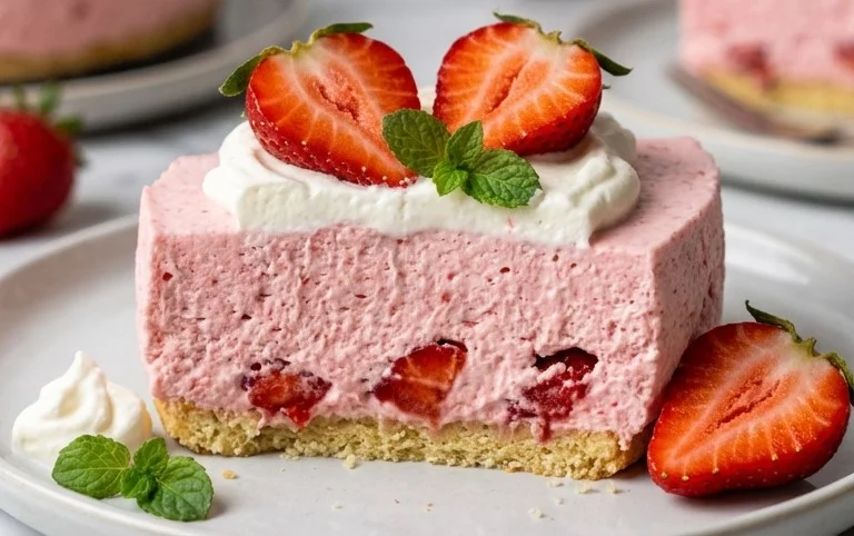 3 Ingredient No Bake Strawberry Cloud Cake