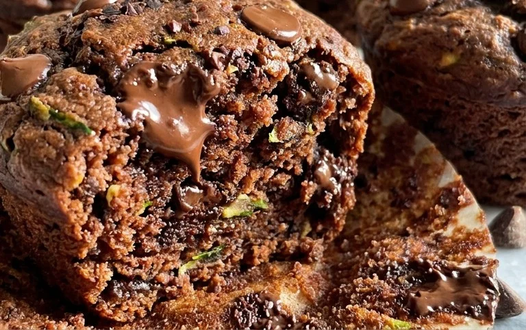 Healthy & Moist Chocolate Zucchini Muffins