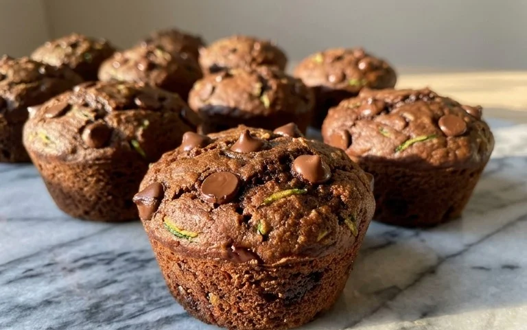 Healthy & Moist Chocolate Zucchini Muffins