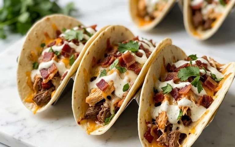Baked Chicken Beef Bacon Ranch Tacos