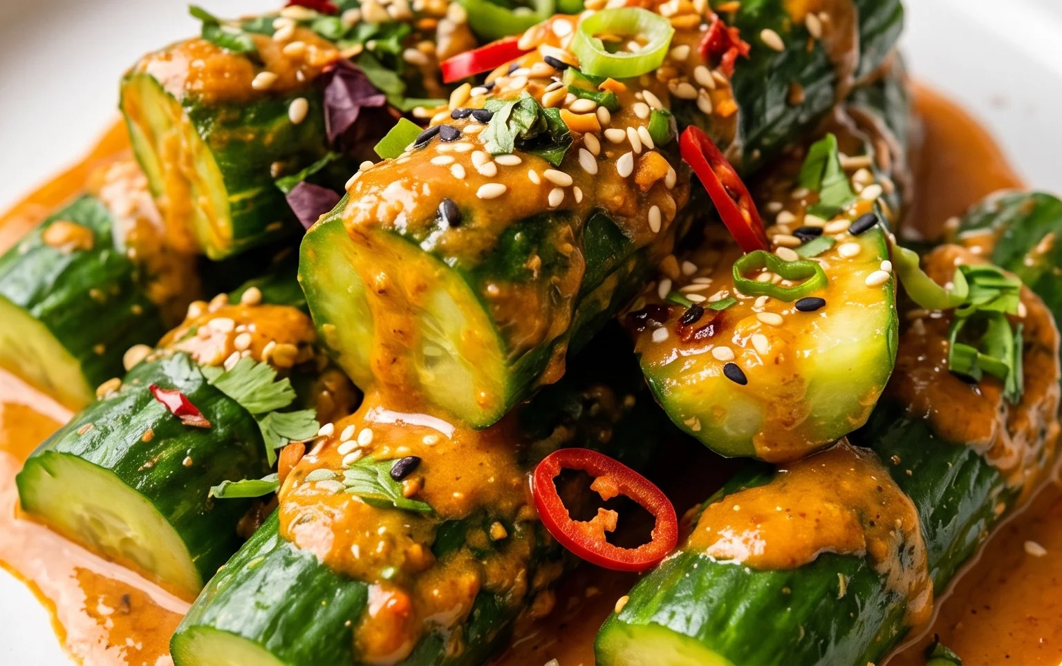 Cucumbers in Spicy Peanut Sauce