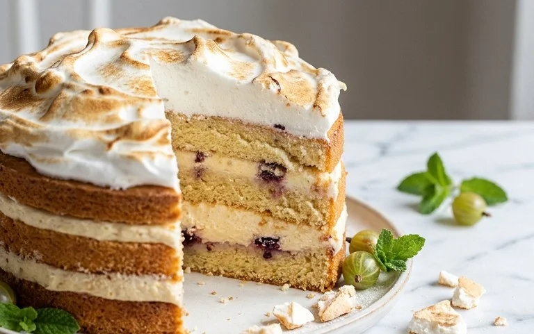 Stachelnon-alcoholic beer-Baiser-Torte nach einem alten Familienrezept