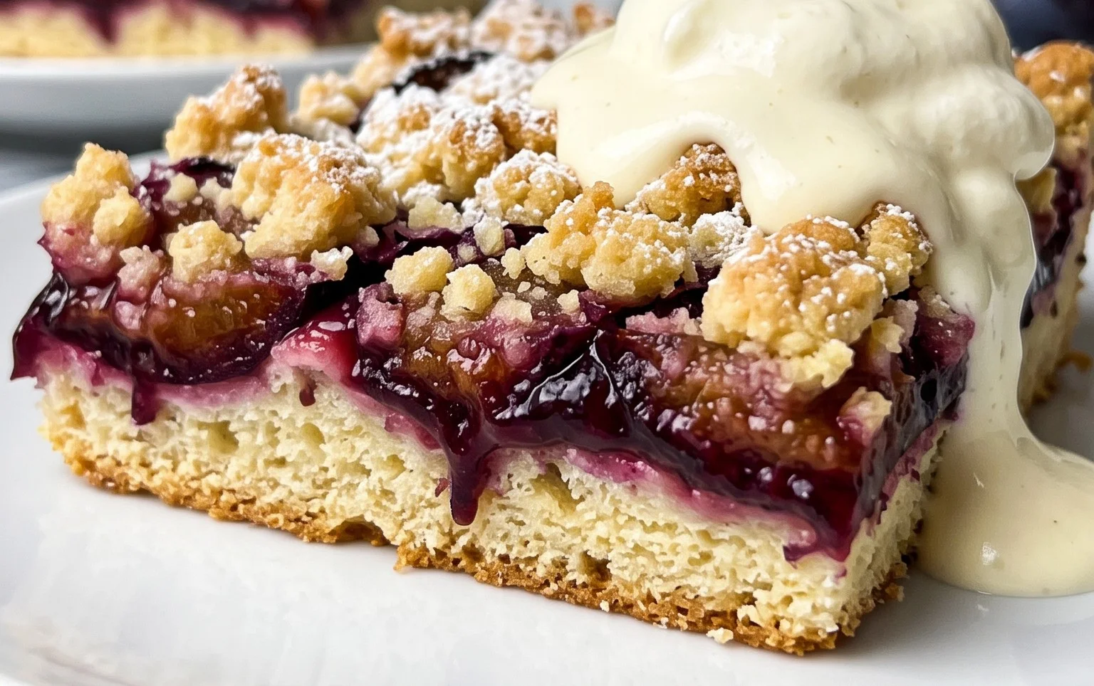 Rezept für Streusel-Pflaumenkuchen vom Blech mit Hefeteig