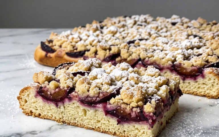 Rezept für Streusel-Pflaumenkuchen vom Blech mit Hefeteig
