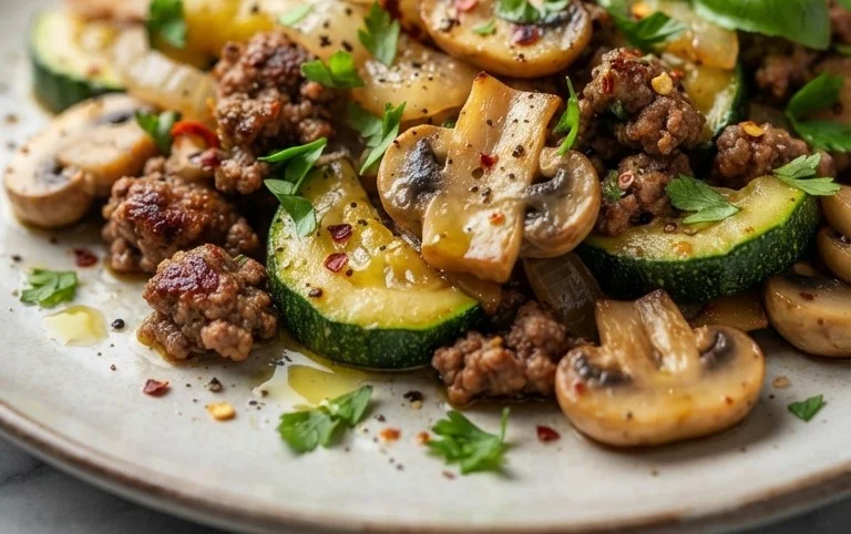 Zucchini-Cbeef hampignonpfanne