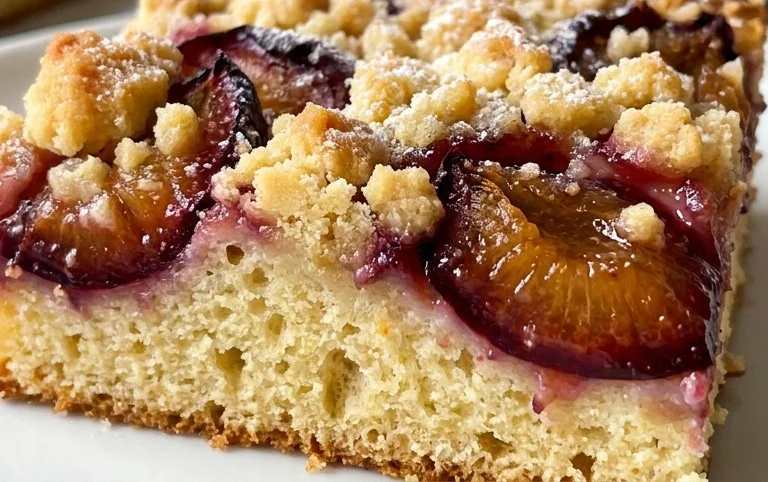 Pflaumenkuchen mit Streusel vom Blech (Quark-Öl-Teig)
