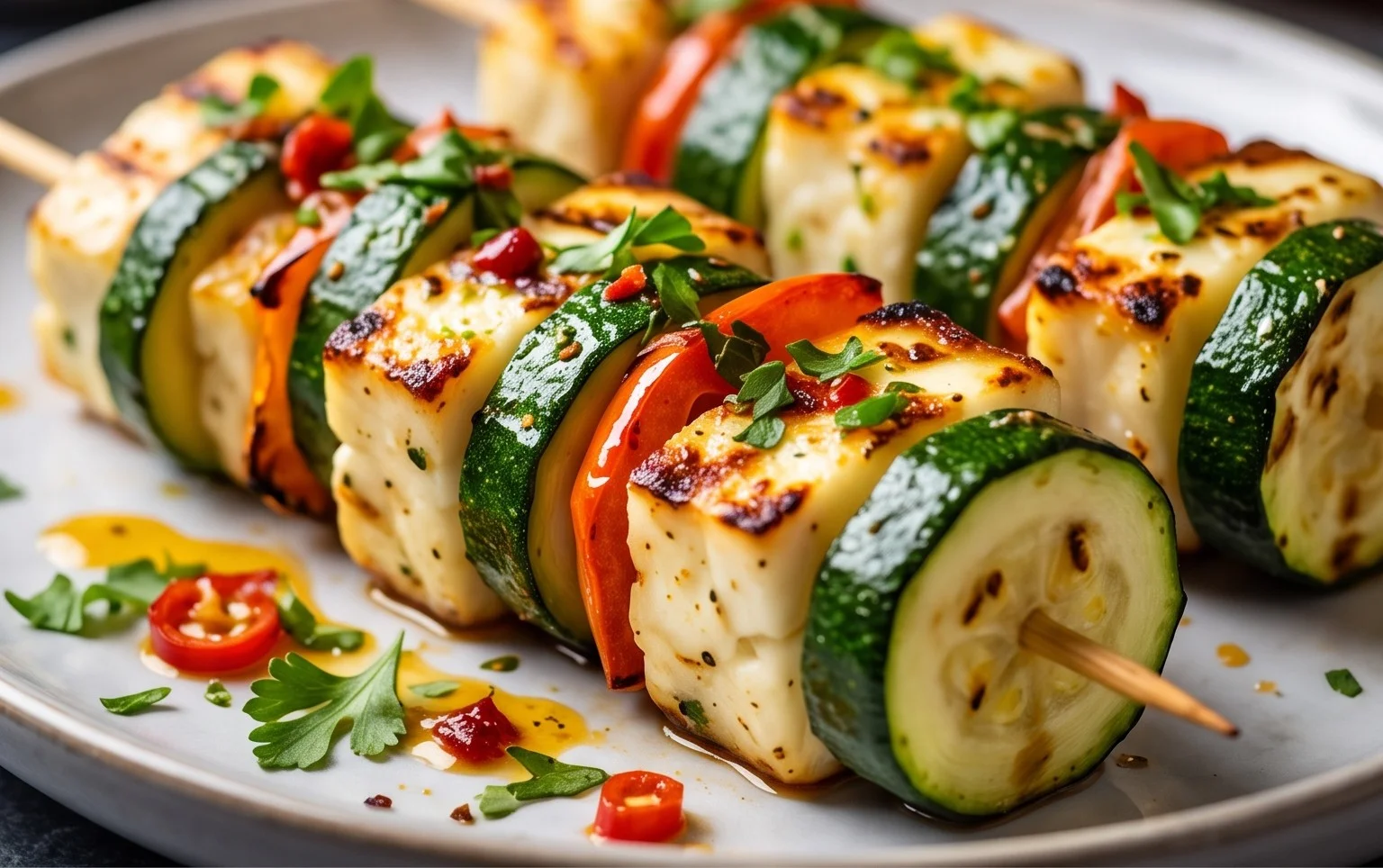 Halloumi Zucchini Spieße Vom Grill: Sommerlich, Lecker & Vegetarisch