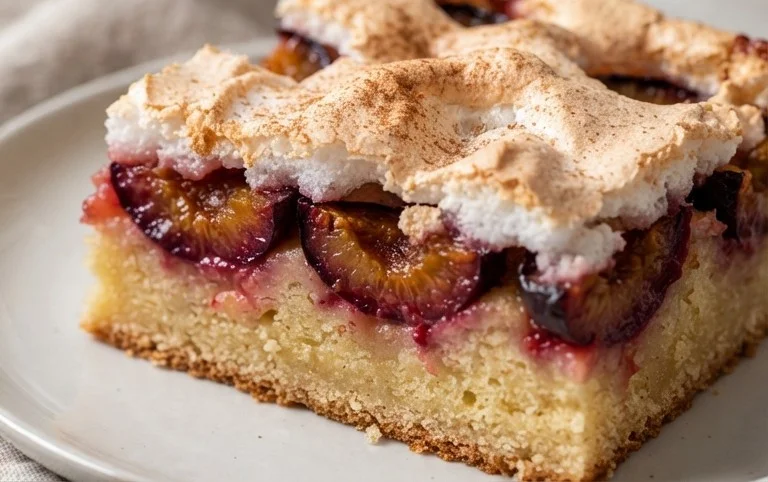 Polnischer Zwetschgen Kuchen vom Blech mit Baiser