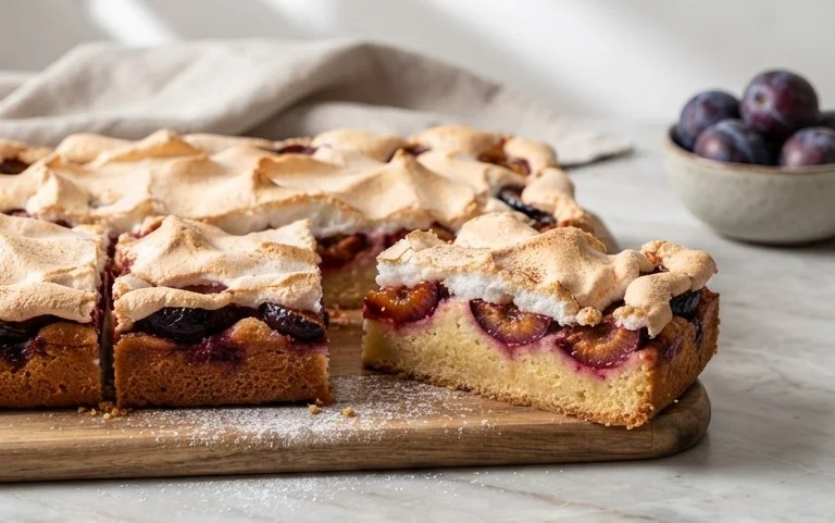 Polnischer Zwetschgen Kuchen vom Blech mit Baiser