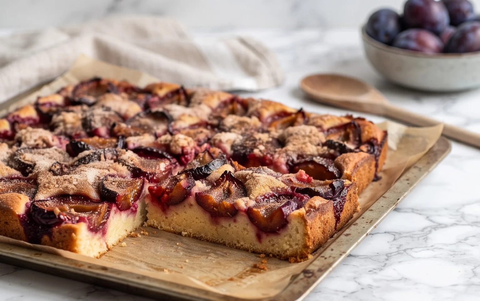 Zwetschgenkuchen mit Quark-Öl-Teig vom Blech