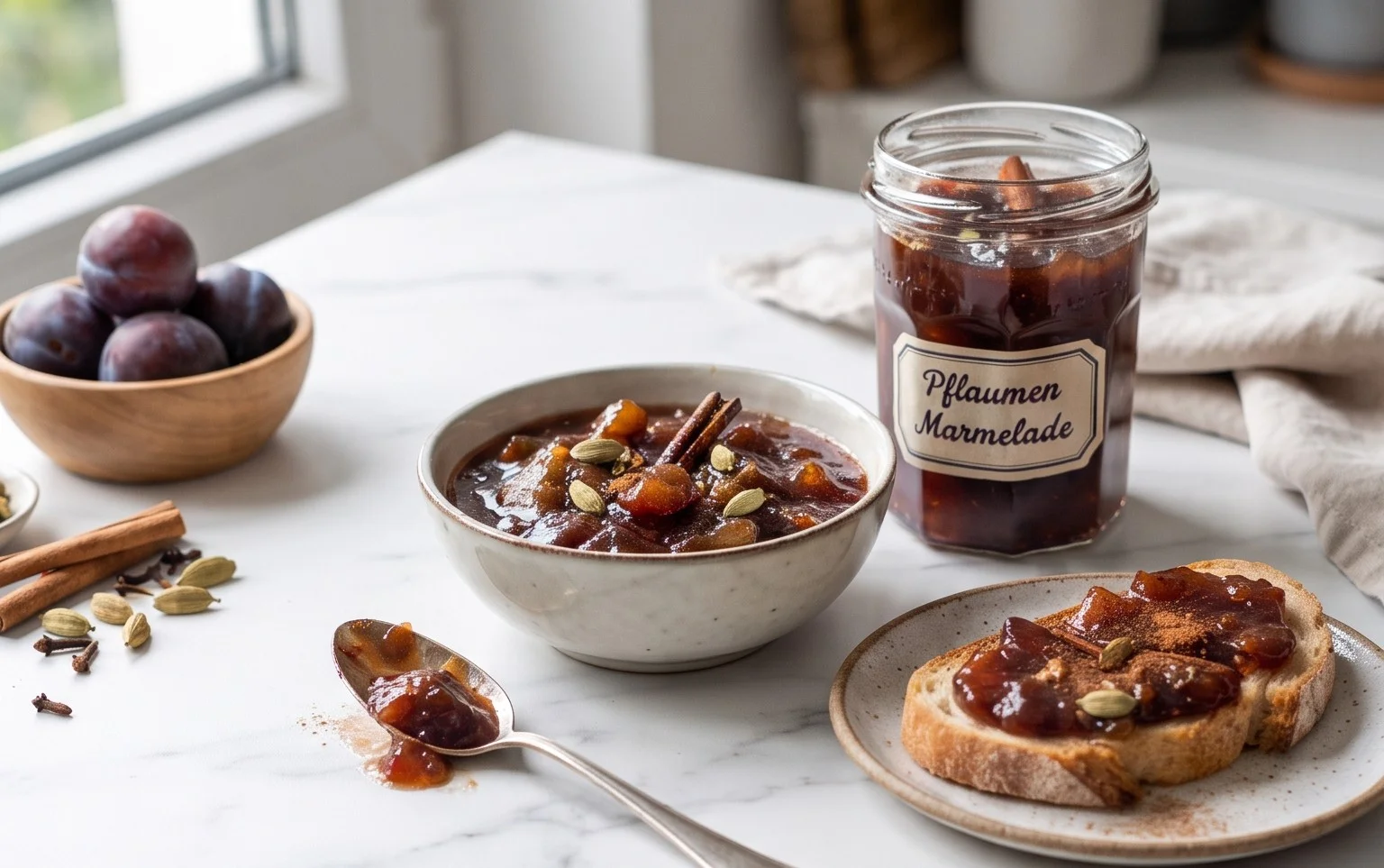 Spiced Plum Jam With Cardamom and Cinnamon
