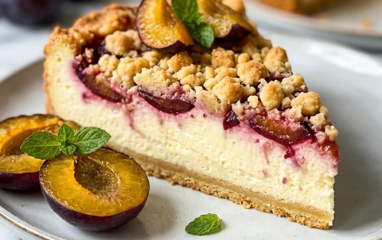 Zwetschgen-Käsekuchen - mit Mürbeteigboden & Streusel