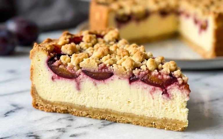 Zwetschgen-Käsekuchen - mit Mürbeteigboden & Streusel