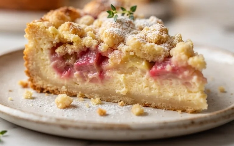 Rhabarber Käsekuchen mit Streuseln