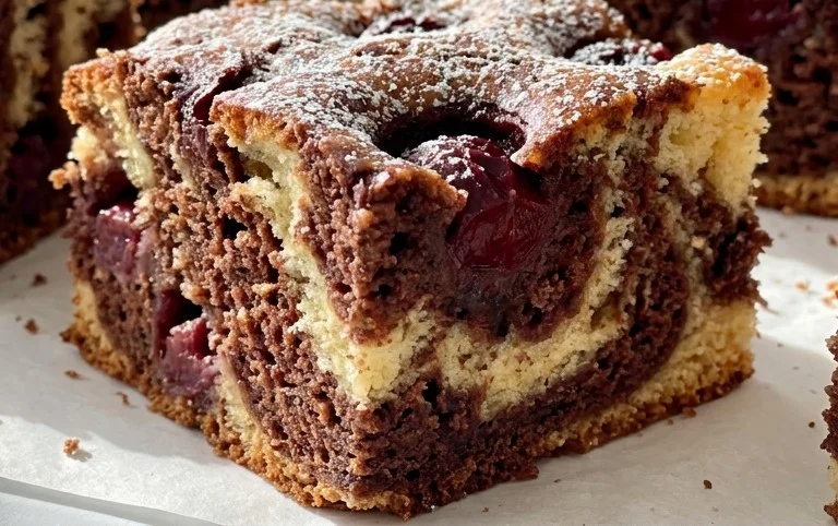 Marmorkuchen mit Kirsch Extracten vom Blech