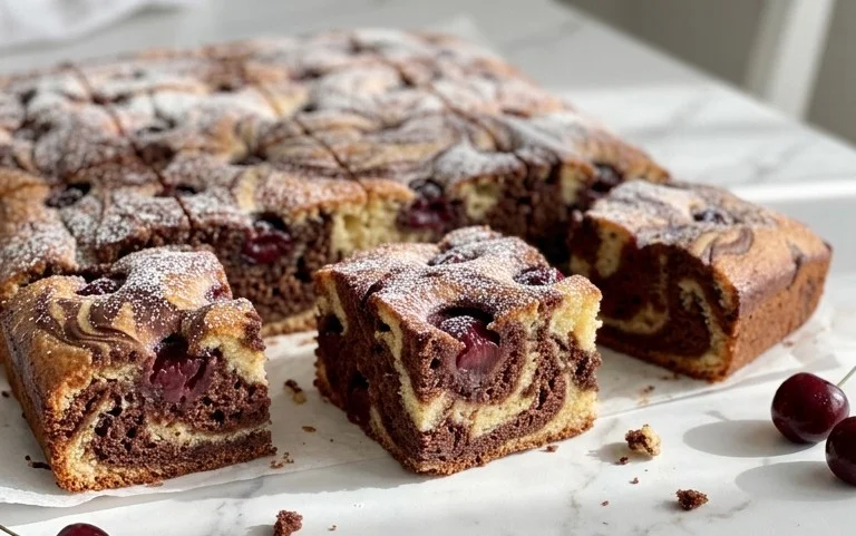 Marmorkuchen mit Kirsch Extracten vom Blech